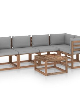 VidaXL 6-delige Loungeset pallet met kussens geïmpregneerd grenenhout