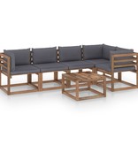 VidaXL 6-delige Loungeset pallet met kussens geïmpregneerd grenenhout