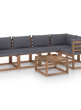 VidaXL 6-delige Loungeset pallet met kussens geïmpregneerd grenenhout