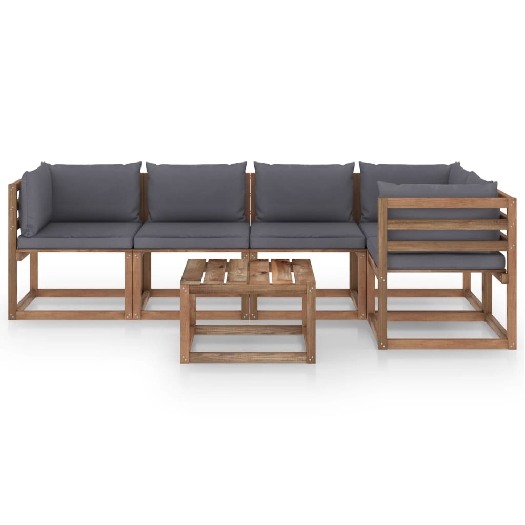 VidaXL 6-delige Loungeset pallet met kussens geïmpregneerd grenenhout