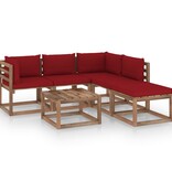 VidaXL 6-delige Loungeset pallet met kussens geïmpregneerd grenenhout