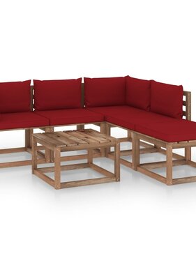VidaXL 6-delige Loungeset pallet met kussens geïmpregneerd grenenhout