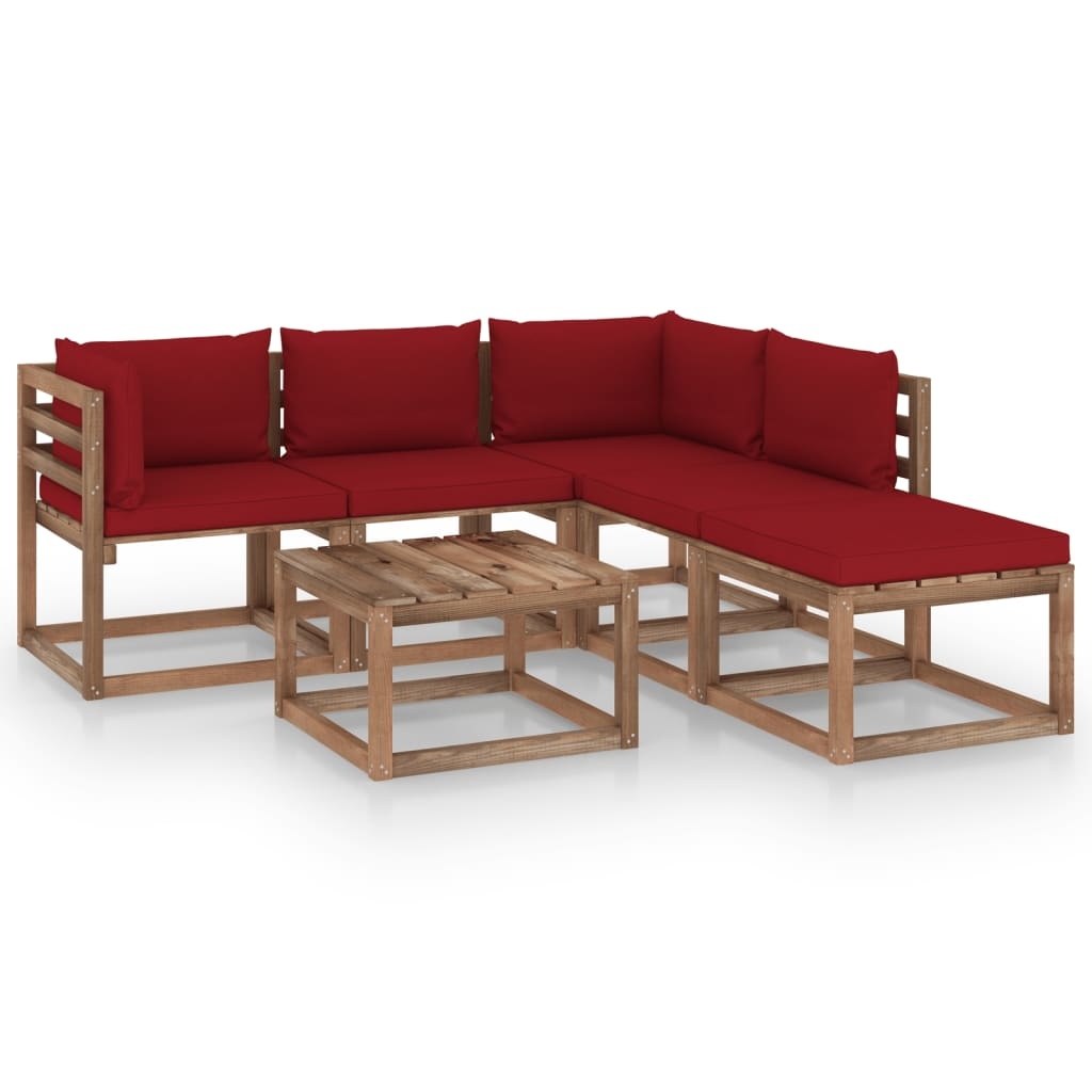 VidaXL 6-delige Loungeset pallet met kussens geïmpregneerd grenenhout
