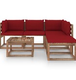 VidaXL 6-delige Loungeset pallet met kussens geïmpregneerd grenenhout