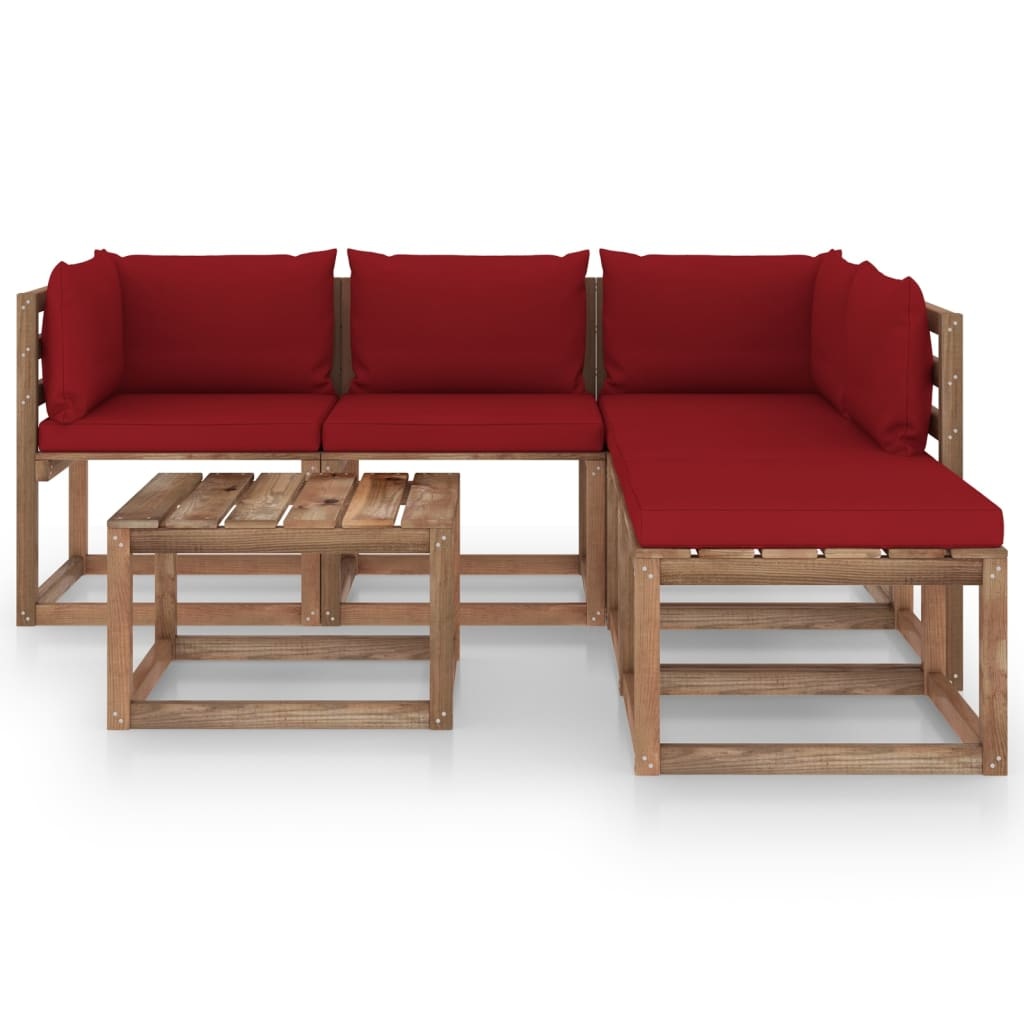 VidaXL 6-delige Loungeset pallet met kussens geïmpregneerd grenenhout