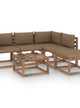 VidaXL 6-delige Loungeset pallet met kussens geïmpregneerd grenenhout