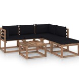 VidaXL 6-delige Loungeset pallet met kussens geïmpregneerd grenenhout