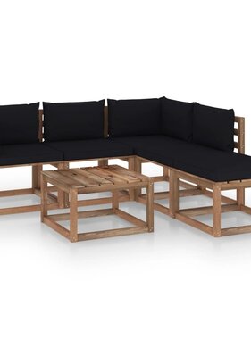 VidaXL 6-delige Loungeset pallet met kussens geïmpregneerd grenenhout
