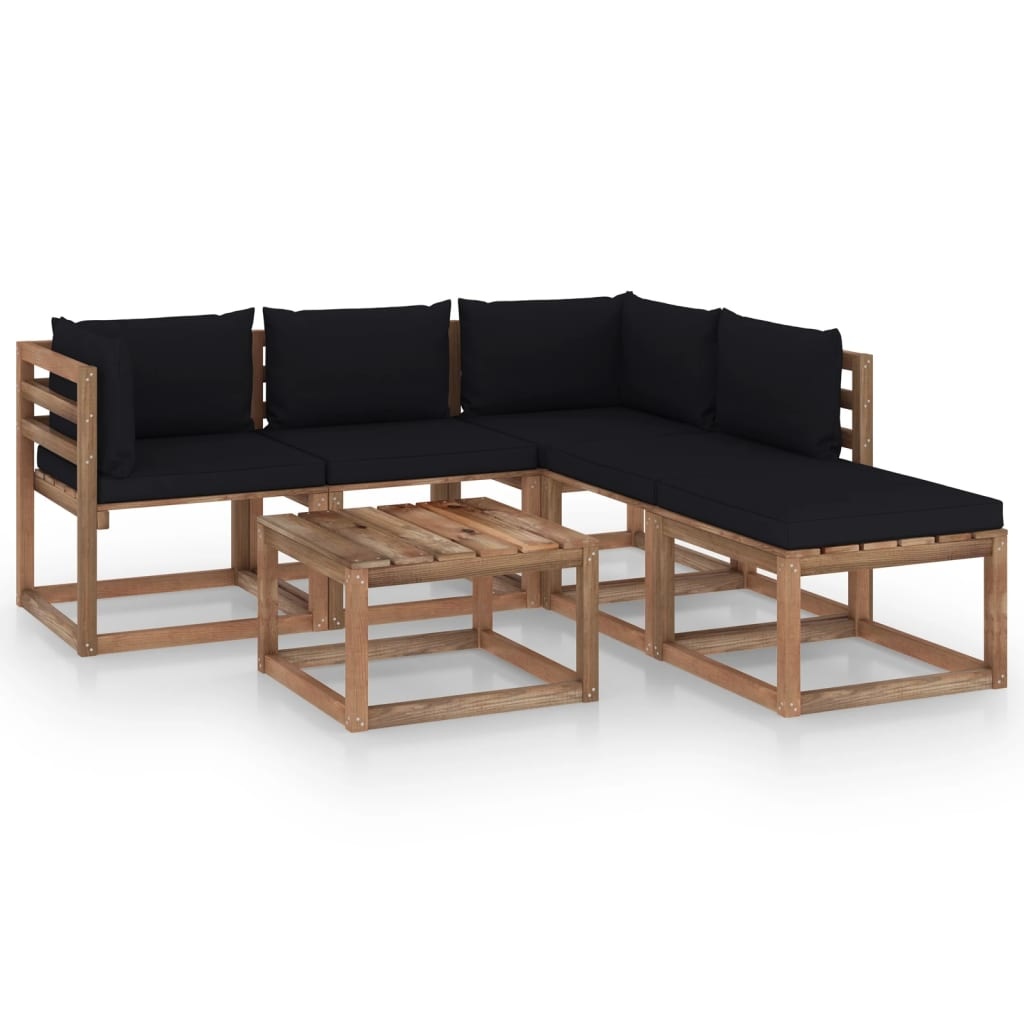 VidaXL 6-delige Loungeset pallet met kussens geïmpregneerd grenenhout