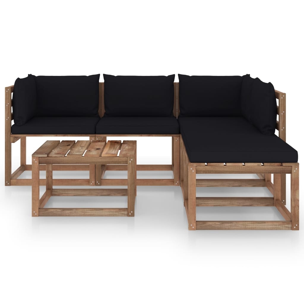 VidaXL 6-delige Loungeset pallet met kussens geïmpregneerd grenenhout