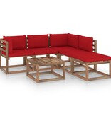 VidaXL 6-delige Loungeset pallet met kussens geïmpregneerd grenenhout