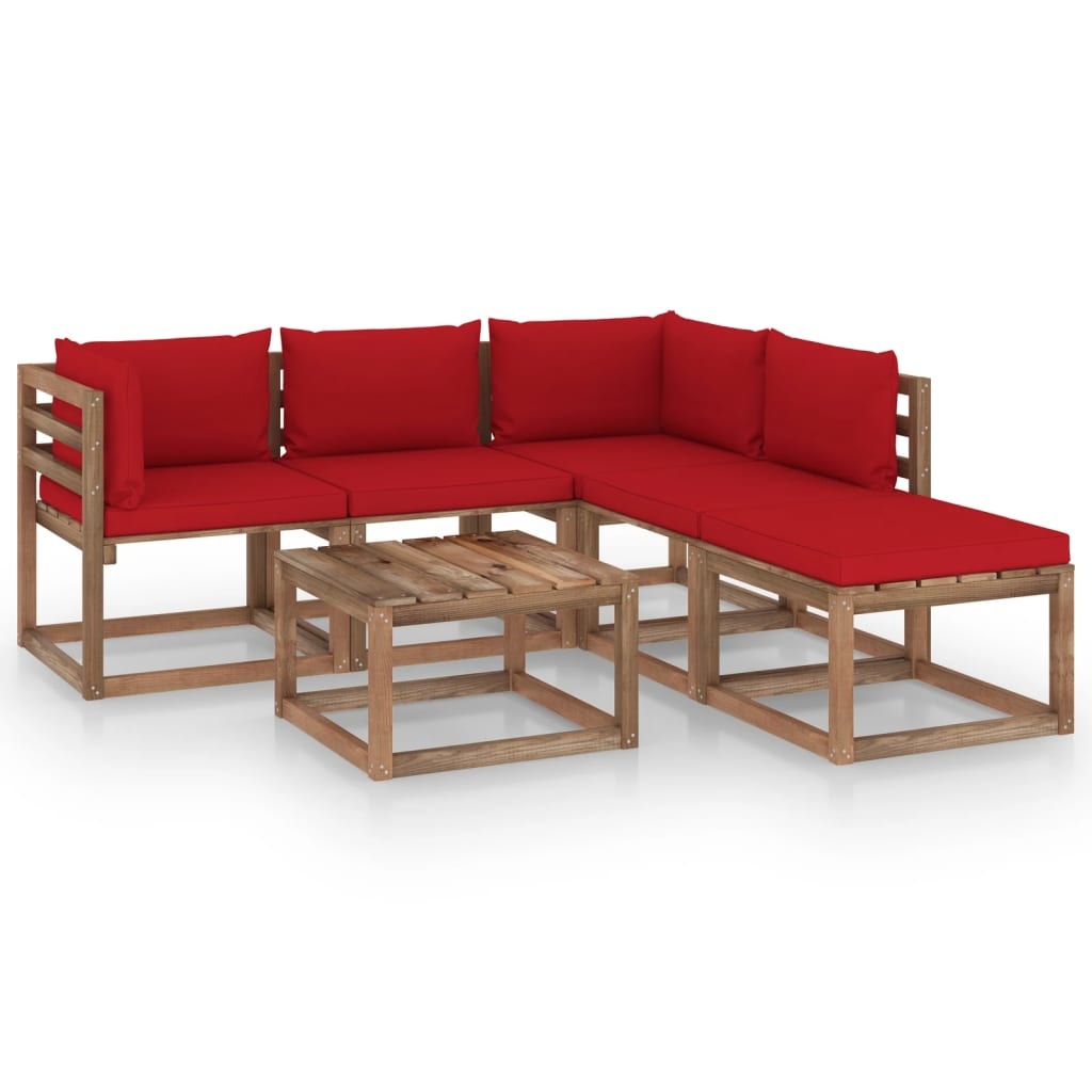 VidaXL 6-delige Loungeset pallet met kussens geïmpregneerd grenenhout
