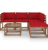 VidaXL 6-delige Loungeset pallet met kussens geïmpregneerd grenenhout