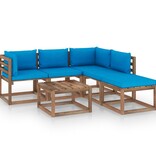 VidaXL 6-delige Loungeset pallet met kussens geïmpregneerd grenenhout