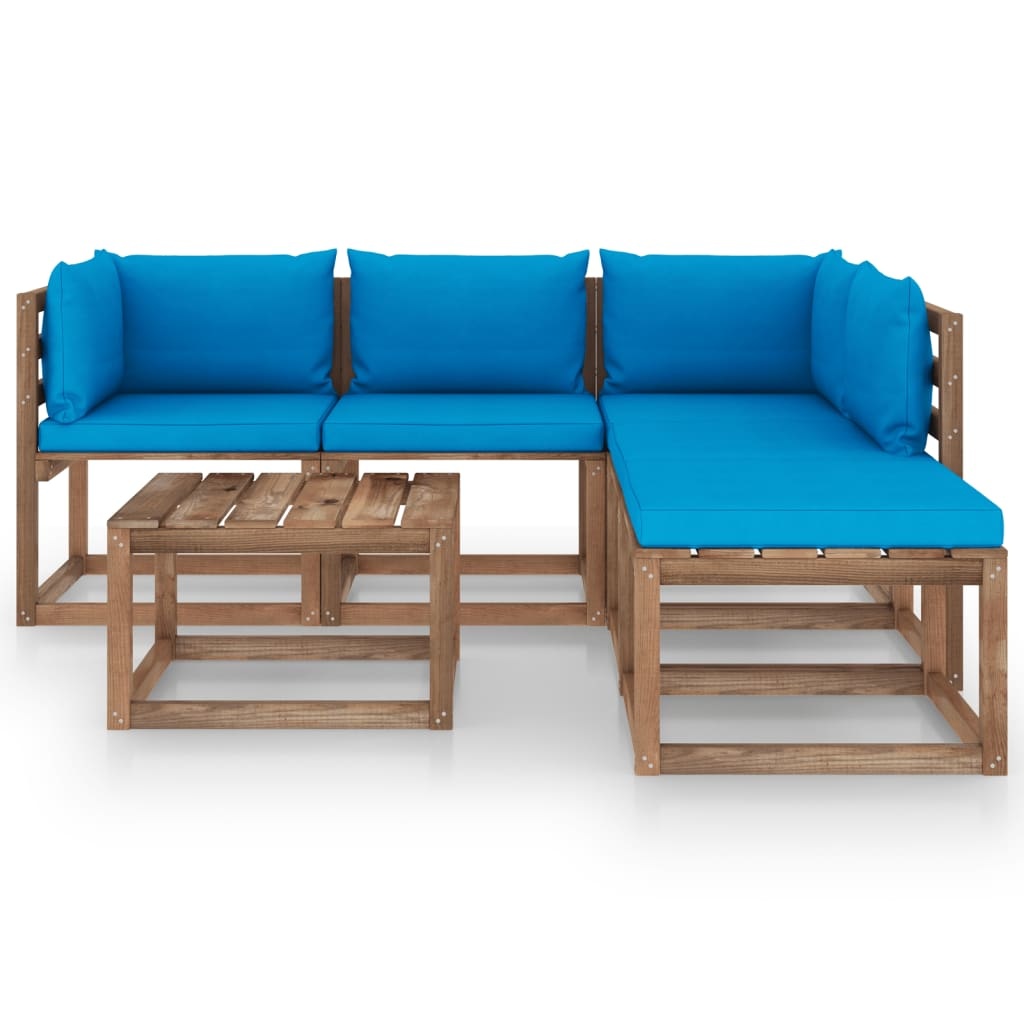VidaXL 6-delige Loungeset pallet met kussens geïmpregneerd grenenhout
