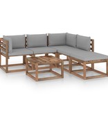 VidaXL 6-delige Loungeset pallet met kussens geïmpregneerd grenenhout