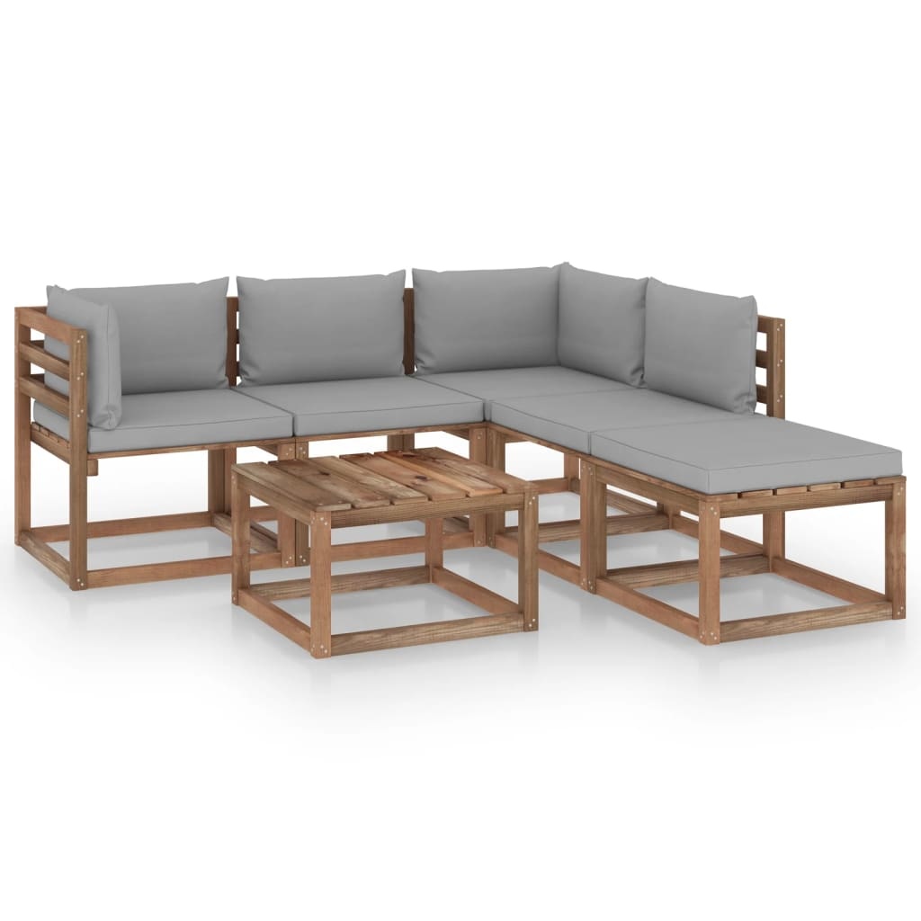 VidaXL 6-delige Loungeset pallet met kussens geïmpregneerd grenenhout