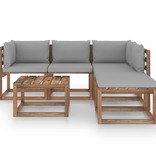 VidaXL 6-delige Loungeset pallet met kussens geïmpregneerd grenenhout