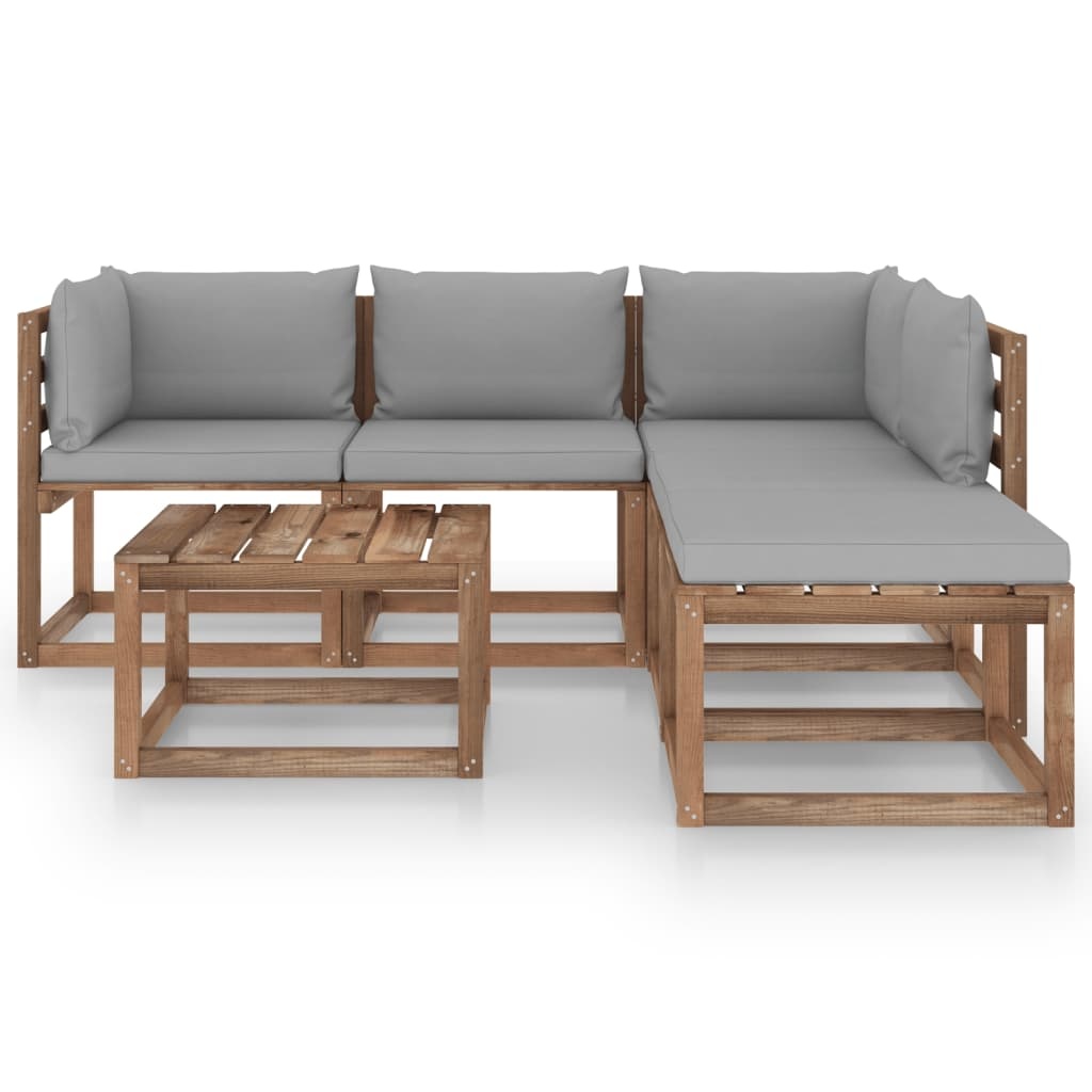 VidaXL 6-delige Loungeset pallet met kussens geïmpregneerd grenenhout