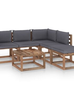 VidaXL 6-delige Loungeset pallet met kussens geïmpregneerd grenenhout
