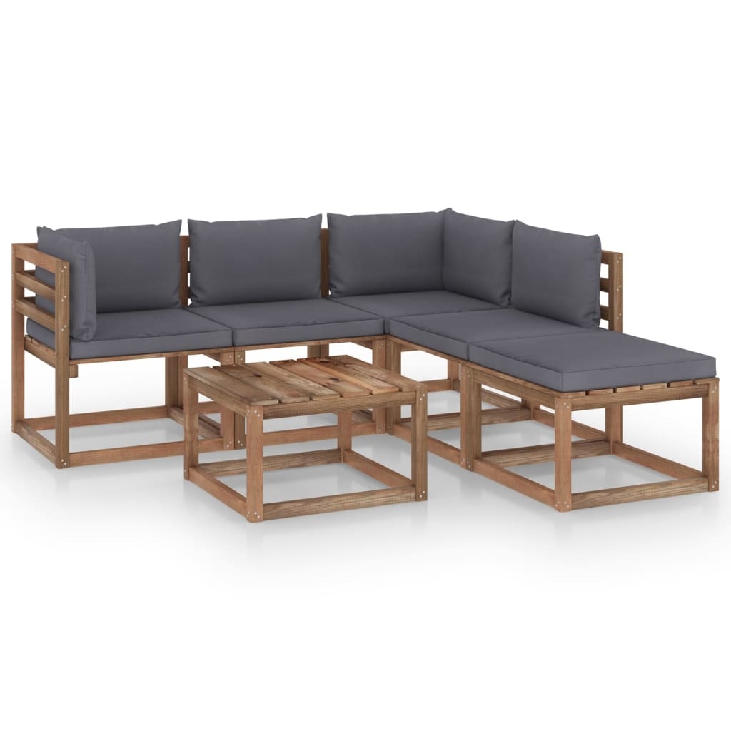 VidaXL 6-delige Loungeset pallet met kussens geïmpregneerd grenenhout
