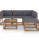 VidaXL 6-delige Loungeset pallet met kussens geïmpregneerd grenenhout