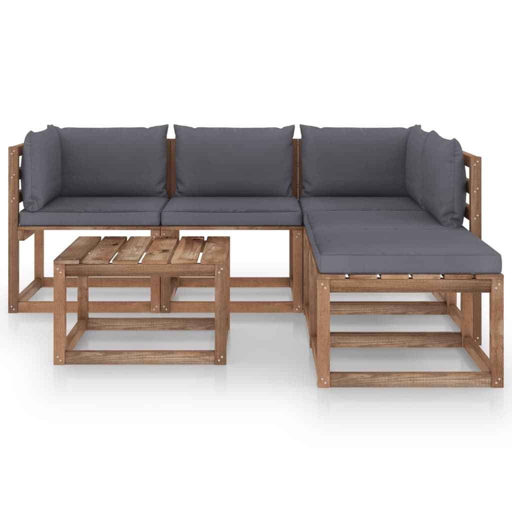 VidaXL 6-delige Loungeset pallet met kussens geïmpregneerd grenenhout