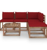 VidaXL 6-delige Loungeset pallet met kussens geïmpregneerd grenenhout