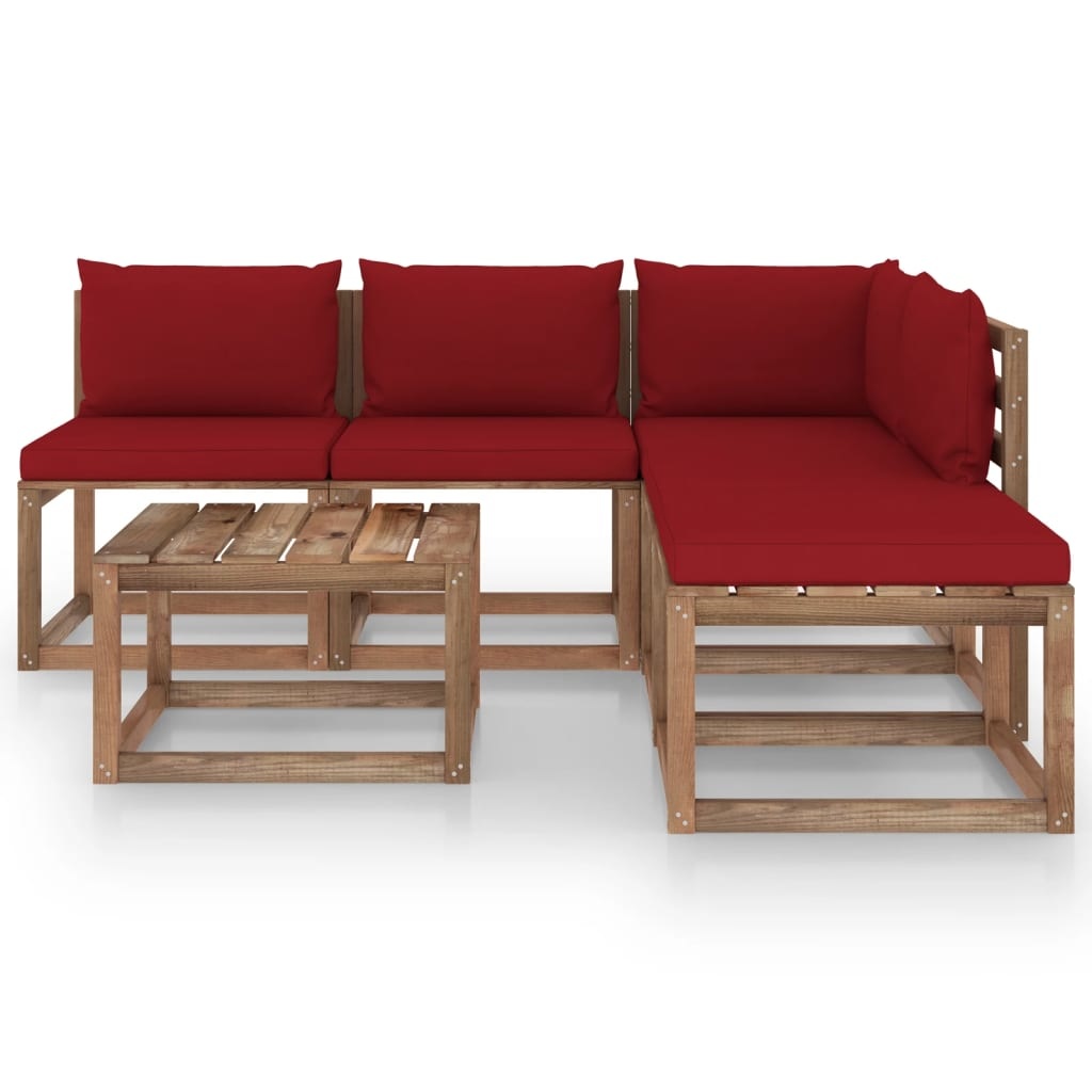 VidaXL 6-delige Loungeset pallet met kussens geïmpregneerd grenenhout