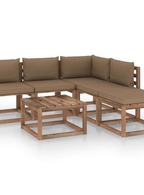 VidaXL 6-delige Loungeset pallet met kussens geïmpregneerd grenenhout