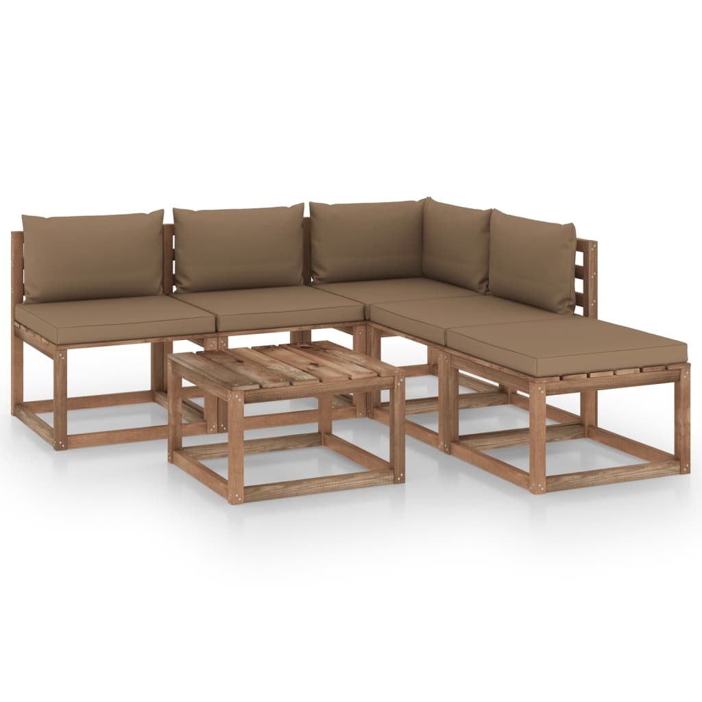 VidaXL 6-delige Loungeset pallet met kussens geïmpregneerd grenenhout
