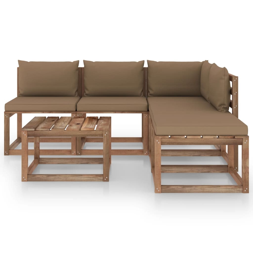 VidaXL 6-delige Loungeset pallet met kussens geïmpregneerd grenenhout