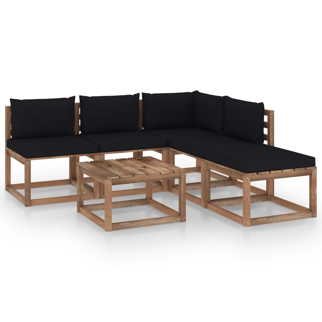 VidaXL 6-delige Loungeset pallet met kussens geïmpregneerd grenenhout