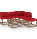 VidaXL 6-delige Loungeset pallet met kussens geïmpregneerd grenenhout