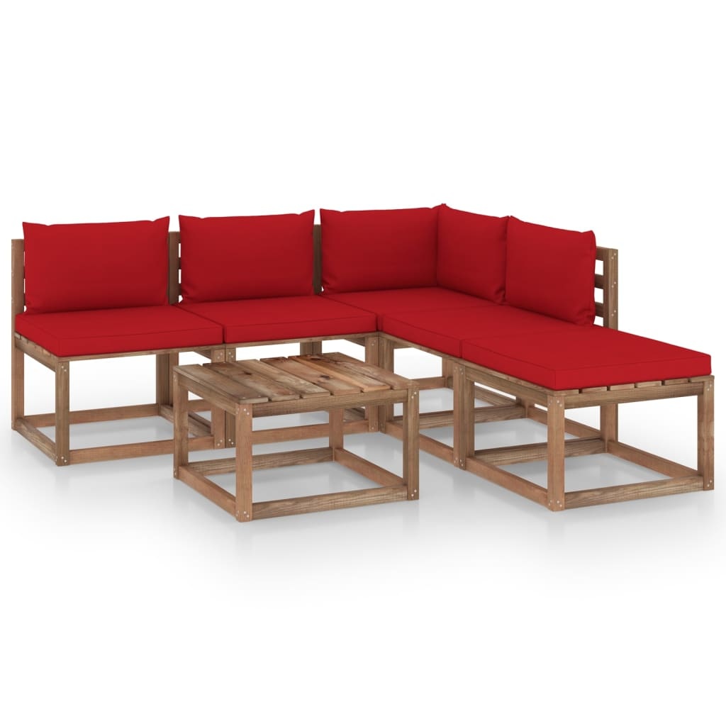 VidaXL 6-delige Loungeset pallet met kussens geïmpregneerd grenenhout