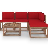 VidaXL 6-delige Loungeset pallet met kussens geïmpregneerd grenenhout