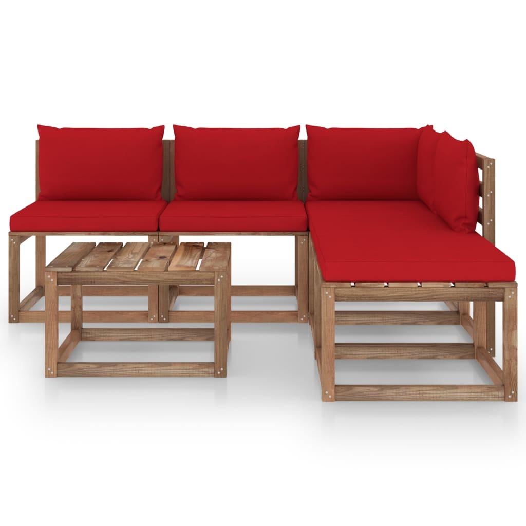 VidaXL 6-delige Loungeset pallet met kussens geïmpregneerd grenenhout