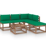 VidaXL 6-delige Loungeset pallet met kussens geïmpregneerd grenenhout