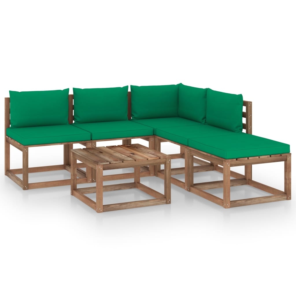 VidaXL 6-delige Loungeset pallet met kussens geïmpregneerd grenenhout