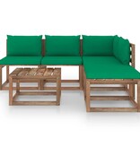 VidaXL 6-delige Loungeset pallet met kussens geïmpregneerd grenenhout
