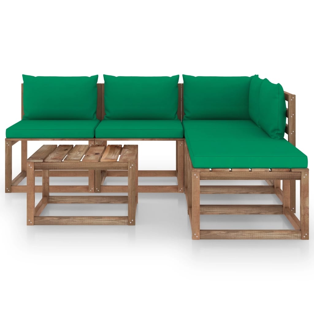 VidaXL 6-delige Loungeset pallet met kussens geïmpregneerd grenenhout