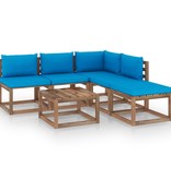 VidaXL 6-delige Loungeset pallet met kussens geïmpregneerd grenenhout