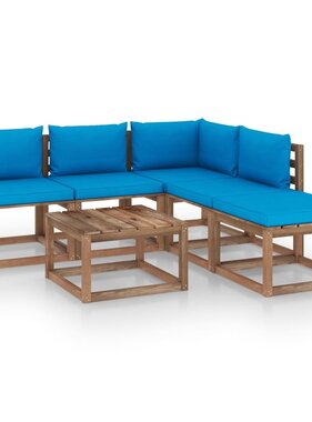 VidaXL 6-delige Loungeset pallet met kussens geïmpregneerd grenenhout