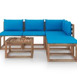 VidaXL 6-delige Loungeset pallet met kussens geïmpregneerd grenenhout