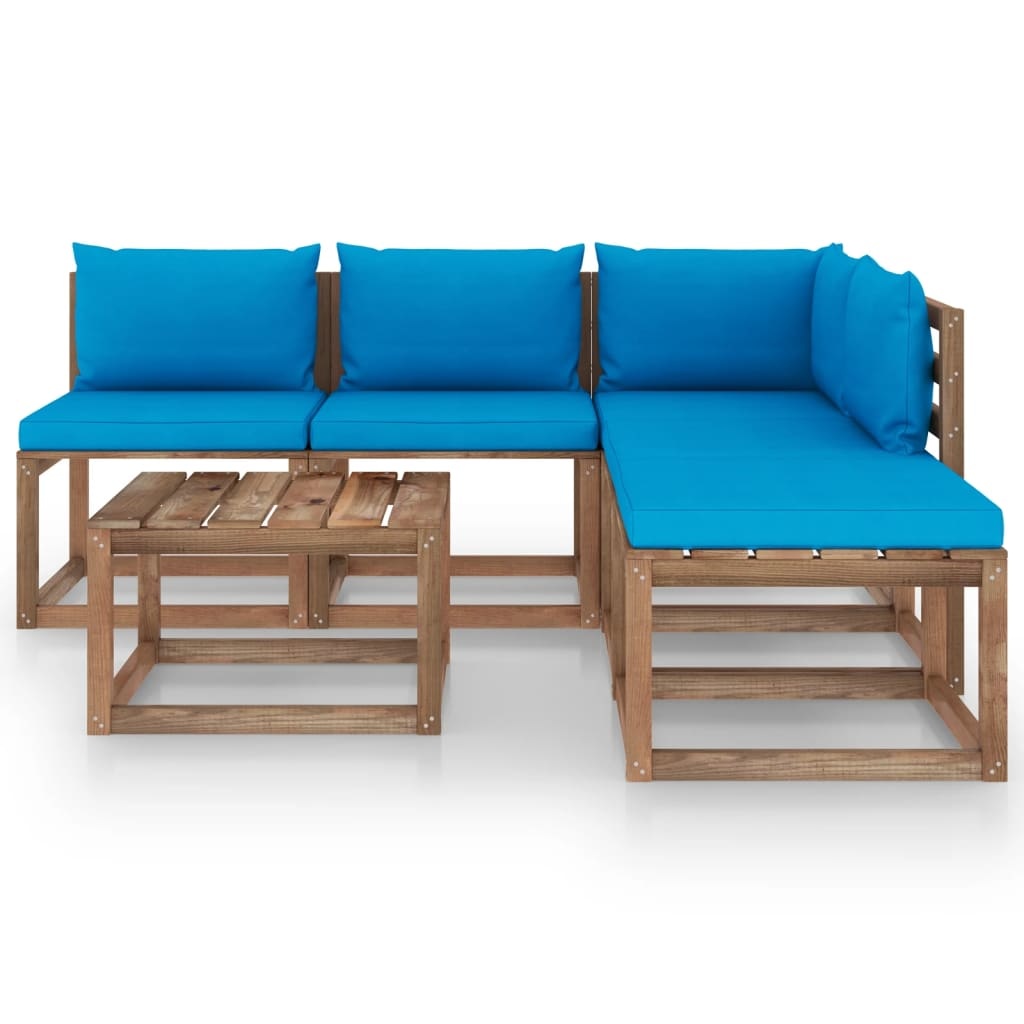 VidaXL 6-delige Loungeset pallet met kussens geïmpregneerd grenenhout