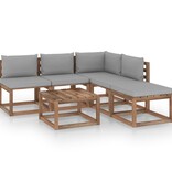 VidaXL 6-delige Loungeset pallet met kussens geïmpregneerd grenenhout