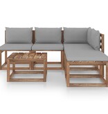 VidaXL 6-delige Loungeset pallet met kussens geïmpregneerd grenenhout