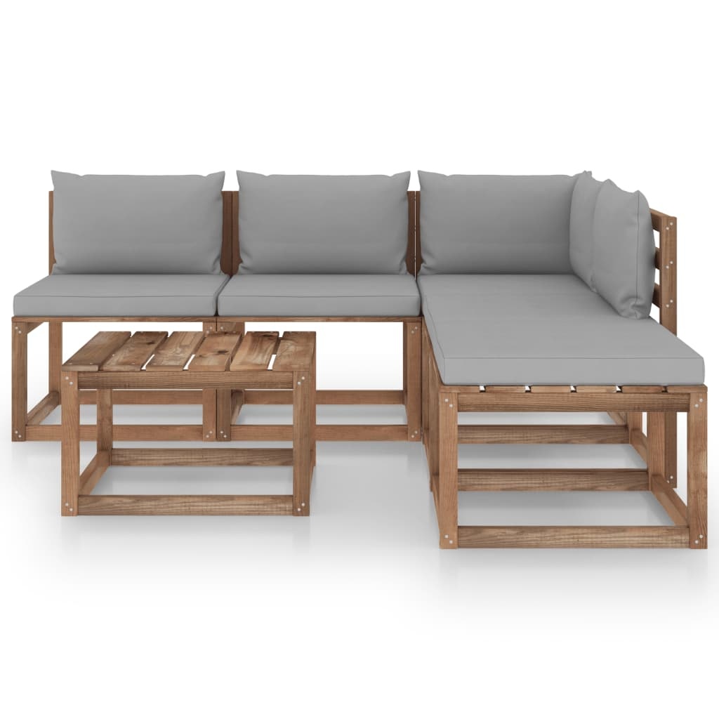 VidaXL 6-delige Loungeset pallet met kussens geïmpregneerd grenenhout