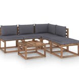 VidaXL 6-delige Loungeset pallet met kussens geïmpregneerd grenenhout