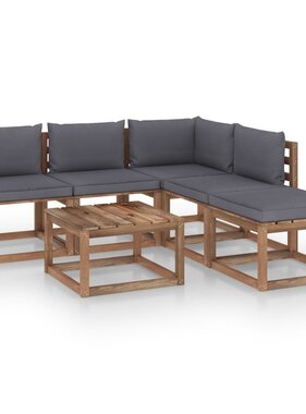 VidaXL 6-delige Loungeset pallet met kussens geïmpregneerd grenenhout